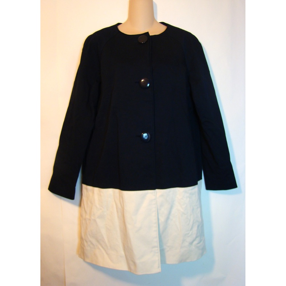 Kate Spade Jacket Coat Size MEDIUM Richie Navy Blue Cream Color Block AC